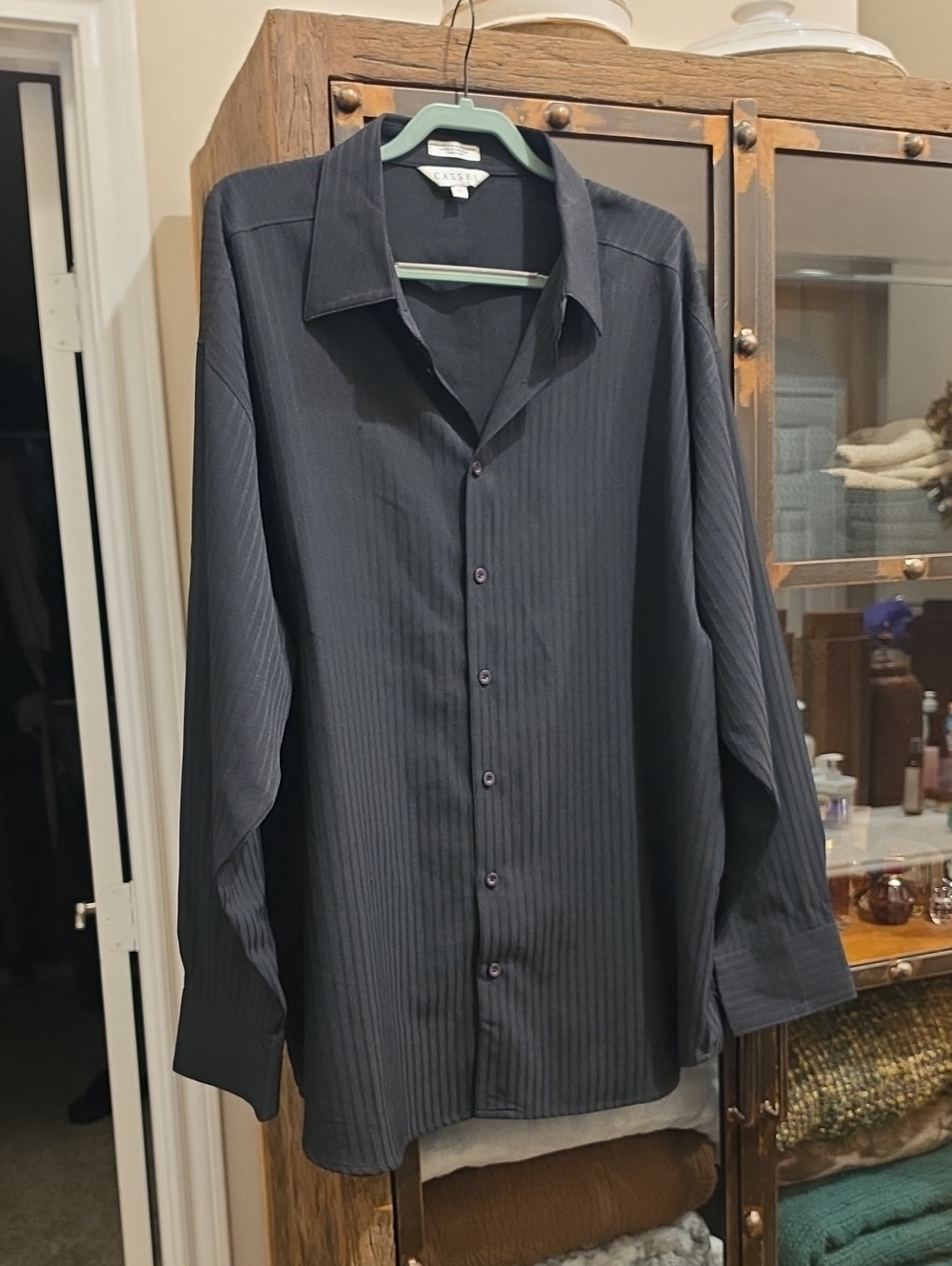 Men's Black Subtle Pinstripe Dress Shirt